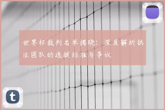 世界杯裁判名单揭晓：深度解析执法团队的选拔标准与争议